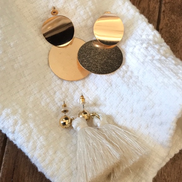 Gold Statement Earrings- Set of 2 - Picture 2 of 6